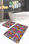 Set di 2 Tappetini da bagno antiscivolo Bade BPS147 Rectangle Multicolore, 100 x 60 cm / 60 x 50 cm (2)