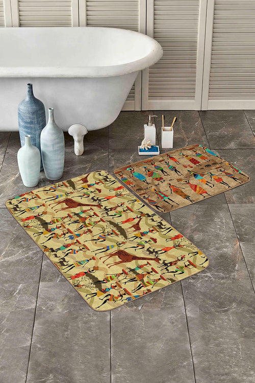 Set di 2 Tappetini da bagno antiscivolo Bade BPS148 Rectangle Multicolore, 100 x 60 cm / 60 x 50 cm