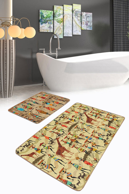 Set di 2 Tappetini da bagno antiscivolo Bade BPS148 Rectangle Multicolore, 100 x 60 cm / 60 x 50 cm (1)
