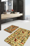 Set di 2 Tappetini da bagno antiscivolo Bade BPS148 Rectangle Multicolore, 100 x 60 cm / 60 x 50 cm (2)