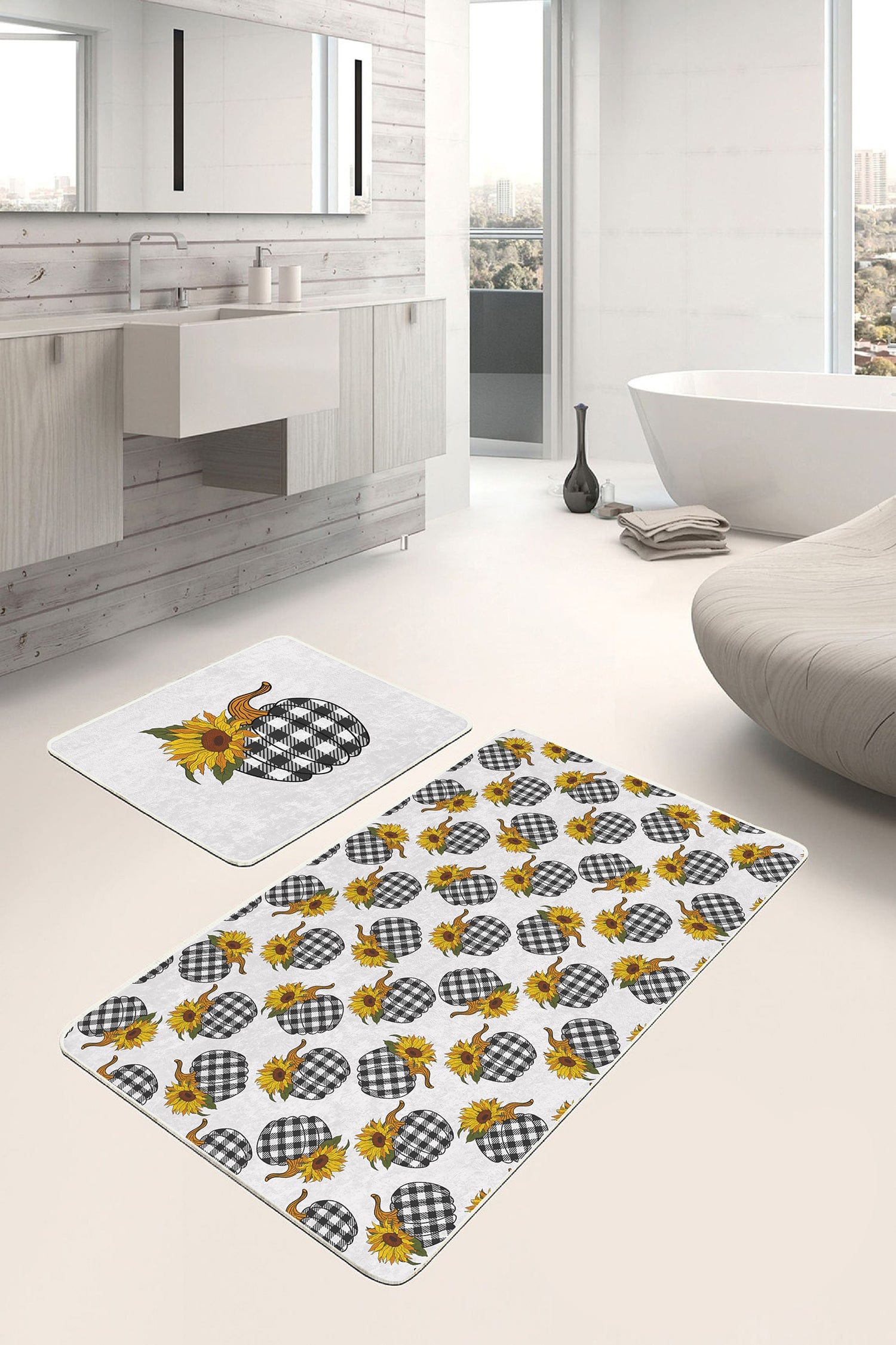 Set di 2 Tappetini da bagno antiscivolo Barris BPS271 Rectangle Multicolore, 100 x 60 cm / 60 x 50 cm