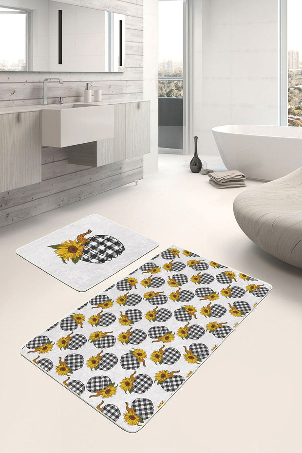 Set di 2 Tappetini da bagno antiscivolo Barris BPS271 Rectangle Multicolore, 100 x 60 cm / 60 x 50 cm