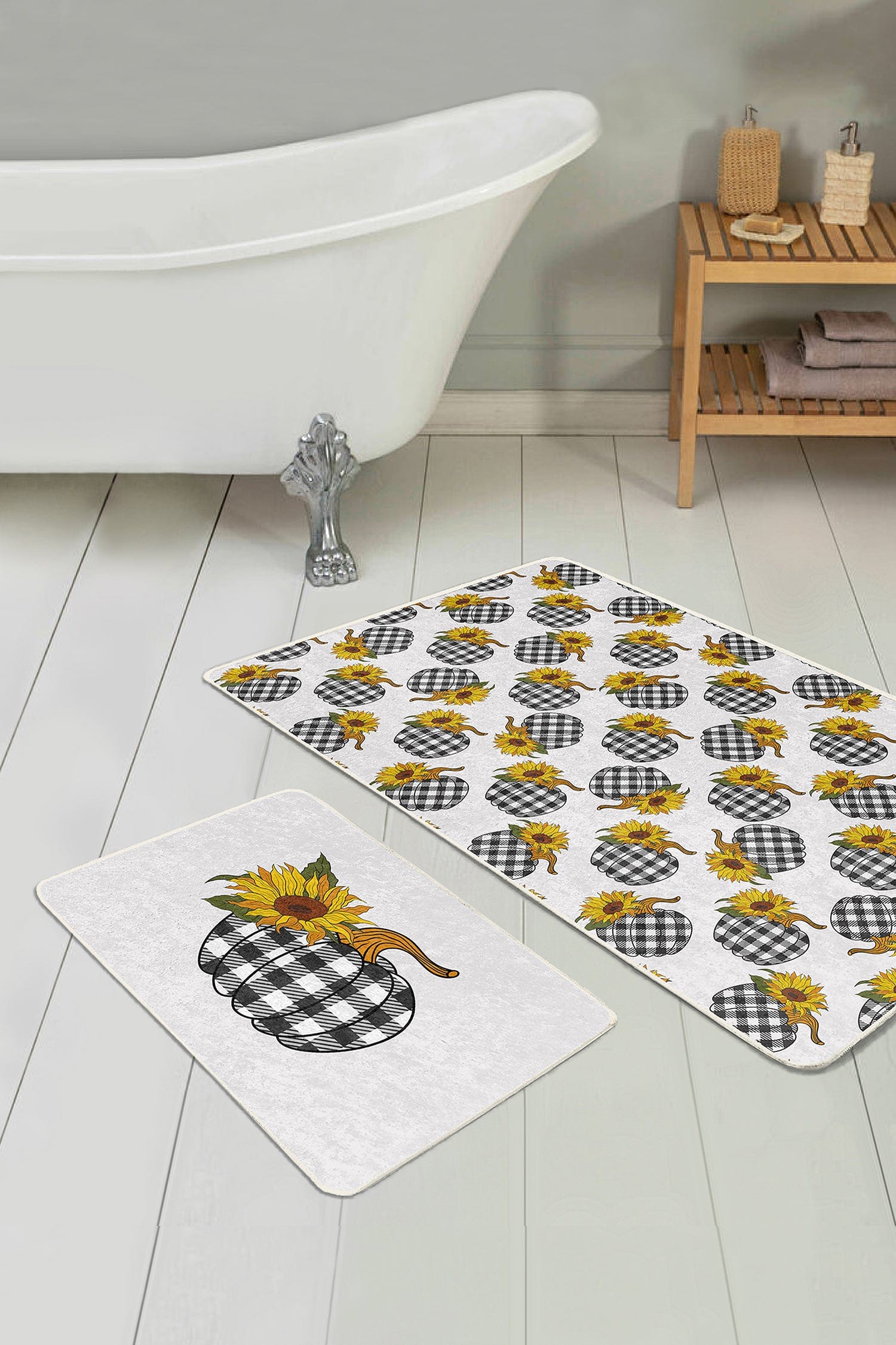 Set di 2 Tappetini da bagno antiscivolo Barris BPS271 Rectangle Multicolore, 100 x 60 cm / 60 x 50 cm (1)