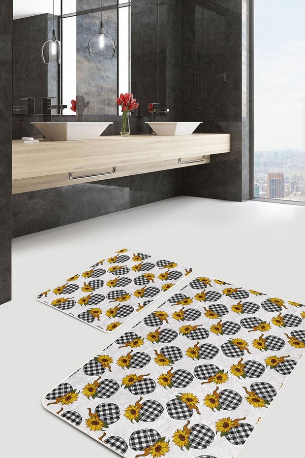 Set di 2 Tappetini da bagno antiscivolo Barris BPS272 Rectangle Multicolore, 100 x 60 cm / 60 x 50 cm