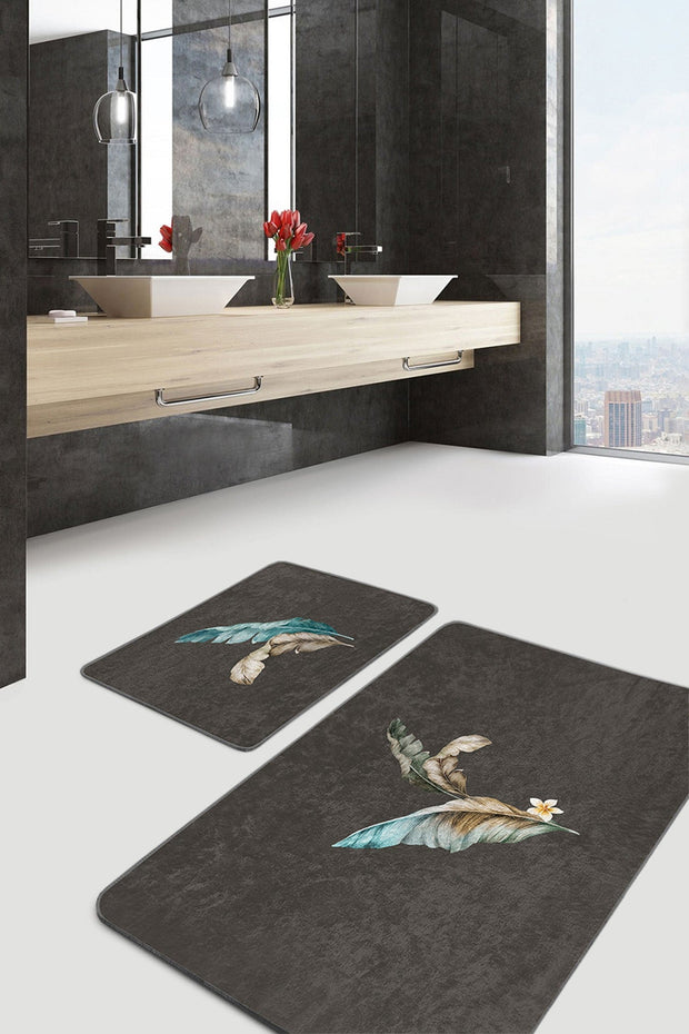 Set di 2 Tappetini da bagno antiscivolo Barris BPS273 Rectangle Multicolore, 100 x 60 cm / 60 x 50 cm (1)