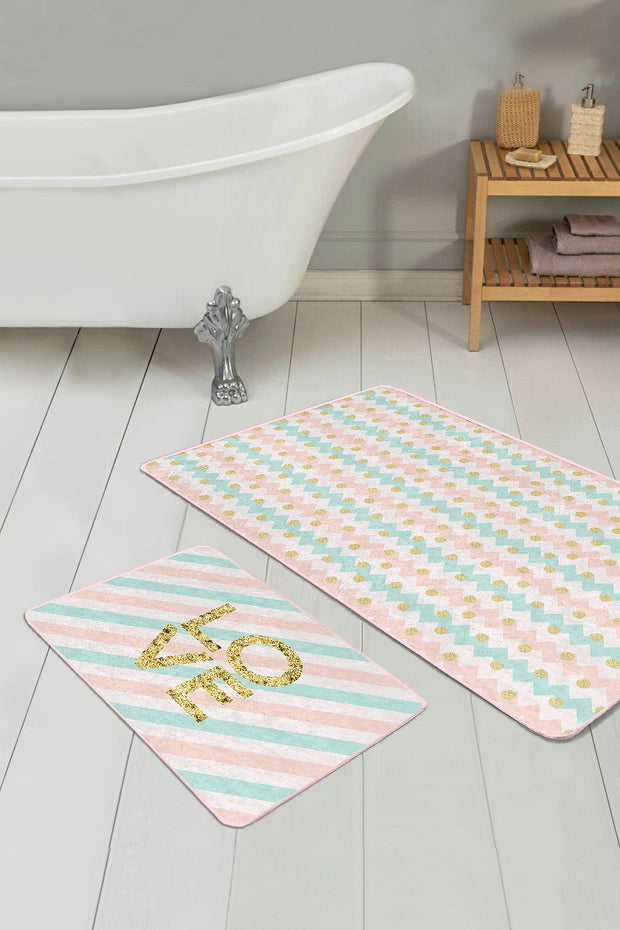 Set di 2 Tappetini da bagno antiscivolo Barris BPS274 Rectangle Multicolore, 100 x 60 cm / 60 x 50 cm (1)
