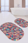 Set di 2 Tappetini da bagno antiscivolo Beren BPS548 Oval Multicolore, 100 x 60 cm / 60 x 50 cm (1)