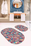 Set di 2 Tappetini da bagno antiscivolo Beren BPS548 Oval Multicolore, 100 x 60 cm / 60 x 50 cm (2)