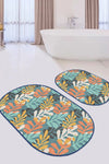 Set di 2 Tappetini da bagno antiscivolo Beren BPS551 Oval Multicolore, 100 x 60 cm / 60 x 50 cm