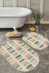 Set di 2 Tappetini da bagno antiscivolo Beren BPS552 Oval Multicolore, 100 x 60 cm / 60 x 50 cm