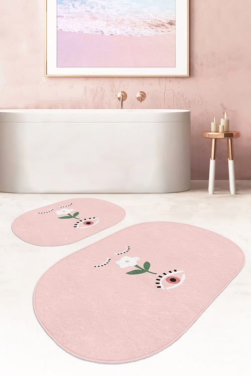 Set di 2 Tappetini da bagno antiscivolo Beren BPS556 Oval Multicolore, 100 x 60 cm / 60 x 50 cm