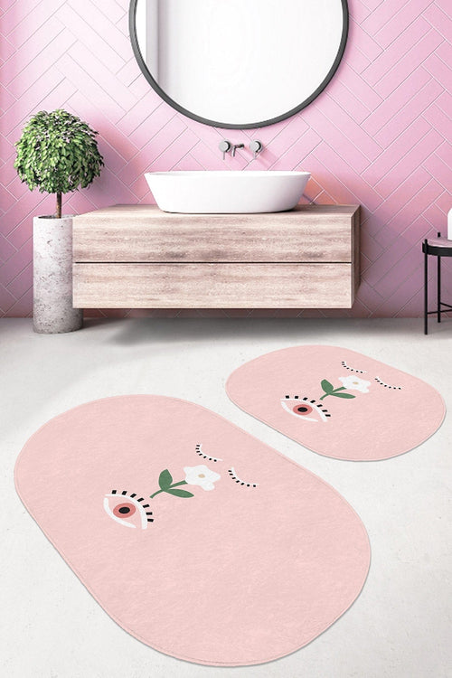 Set di 2 Tappetini da bagno antiscivolo Beren BPS556 Oval Multicolore, 100 x 60 cm / 60 x 50 cm (1)