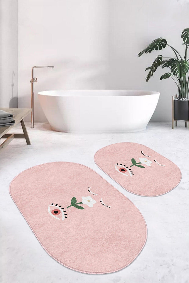 Set di 2 Tappetini da bagno antiscivolo Beren BPS556 Oval Multicolore, 100 x 60 cm / 60 x 50 cm (2)