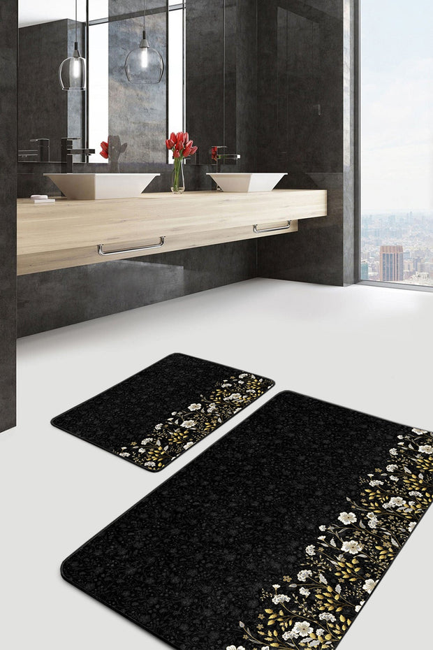 Set di 2 Tappetini da bagno antiscivolo Cansu BPS232 Rectangle Multicolore, 100 x 60 cm / 60 x 50 cm