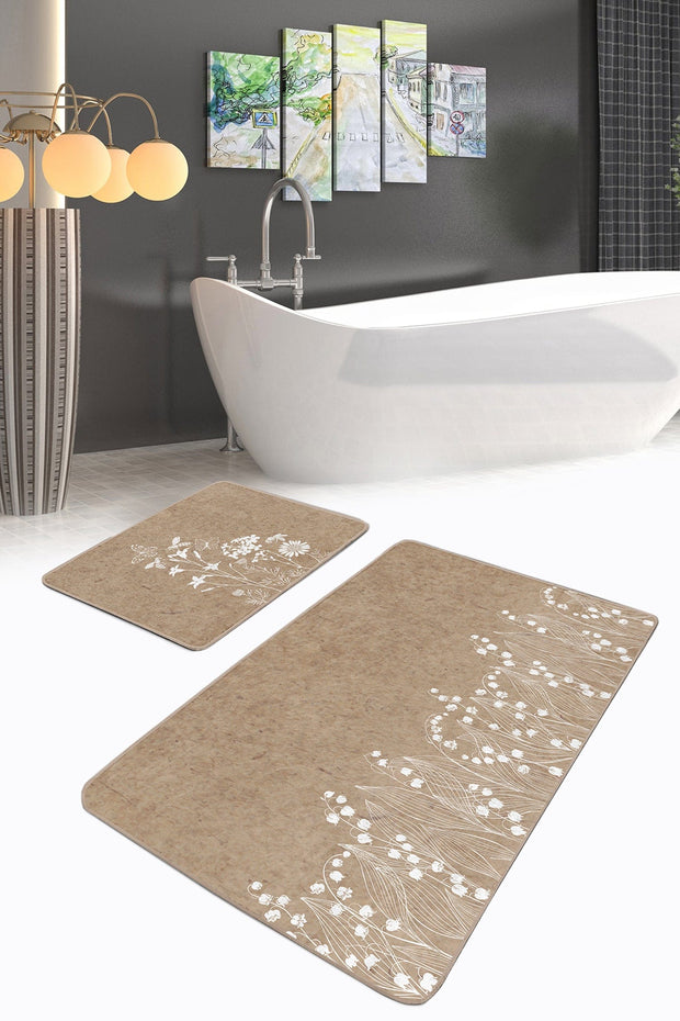 Set di 2 Tappetini da bagno antiscivolo Cansu BPS233 Rectangle Multicolore, 100 x 60 cm / 60 x 50 cm (1)