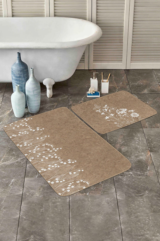 Set di 2 Tappetini da bagno antiscivolo Cansu BPS233 Rectangle Multicolore, 100 x 60 cm / 60 x 50 cm (2)