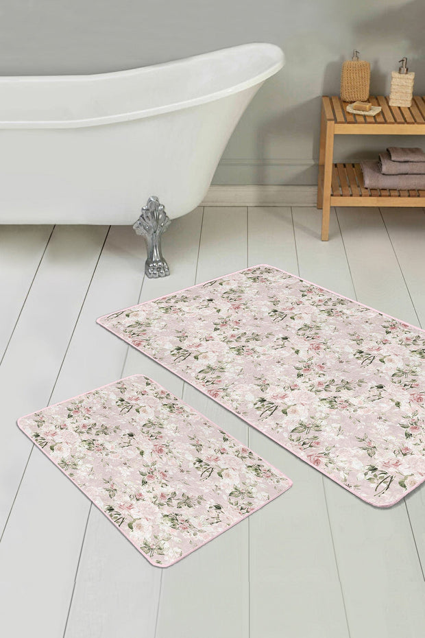 Hillkar Global Set di 2 Tappetini da bagno antiscivolo Cansu BPS234 Rectangle Multicolore, 100 x 60 cm / 60 x 50 cm