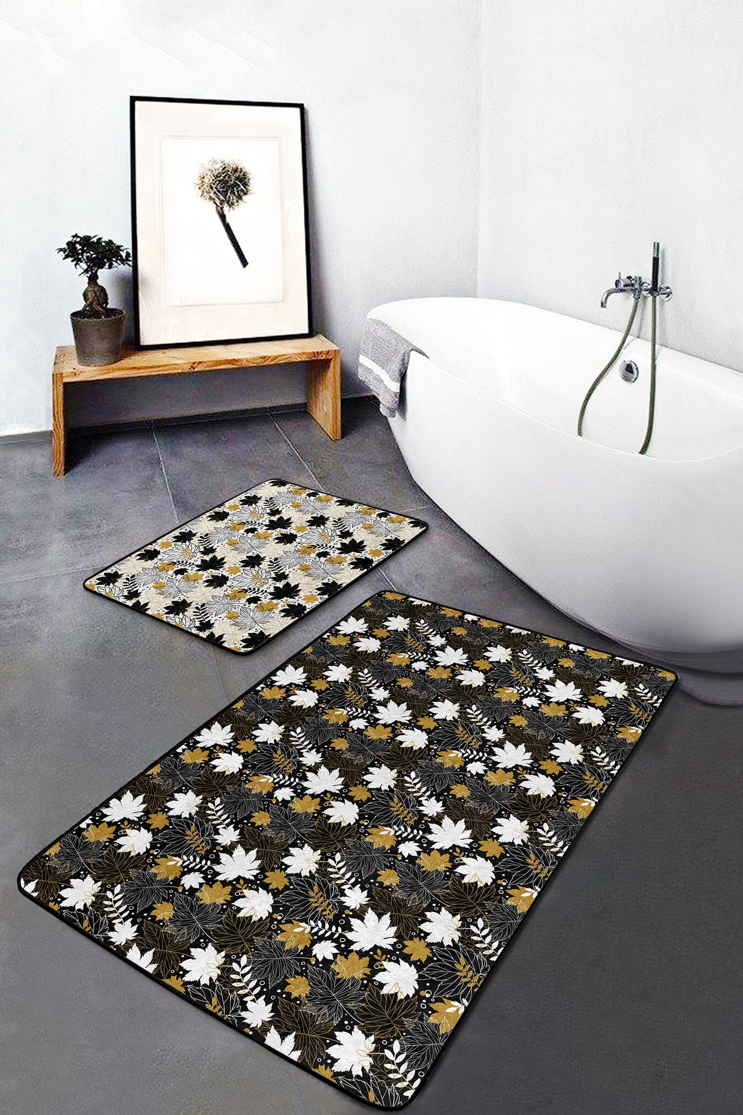 Set di 2 Tappetini da bagno antiscivolo Cansu BPS235 Rectangle Multicolore, 100 x 60 cm / 60 x 50 cm