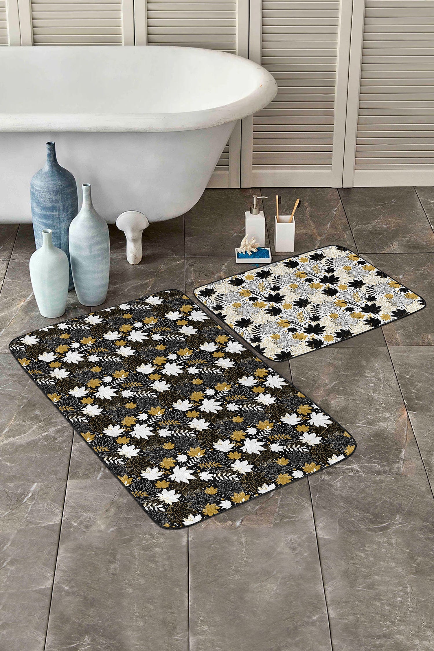 Set di 2 Tappetini da bagno antiscivolo Cansu BPS235 Rectangle Multicolore, 100 x 60 cm / 60 x 50 cm (1)