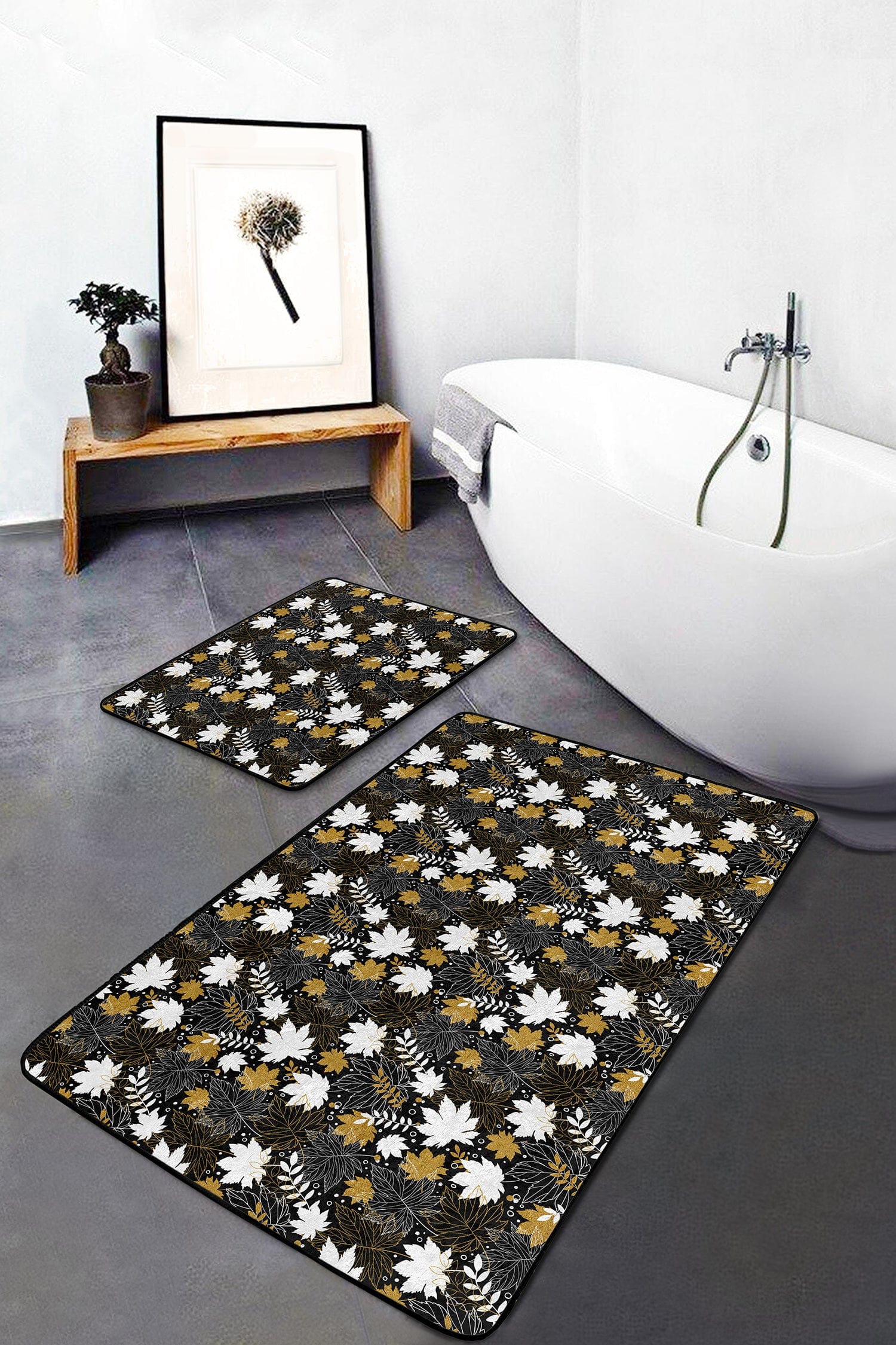 Set di 2 Tappetini da bagno antiscivolo Cansu BPS236 Rectangle Multicolore, 100 x 60 cm / 60 x 50 cm (2)