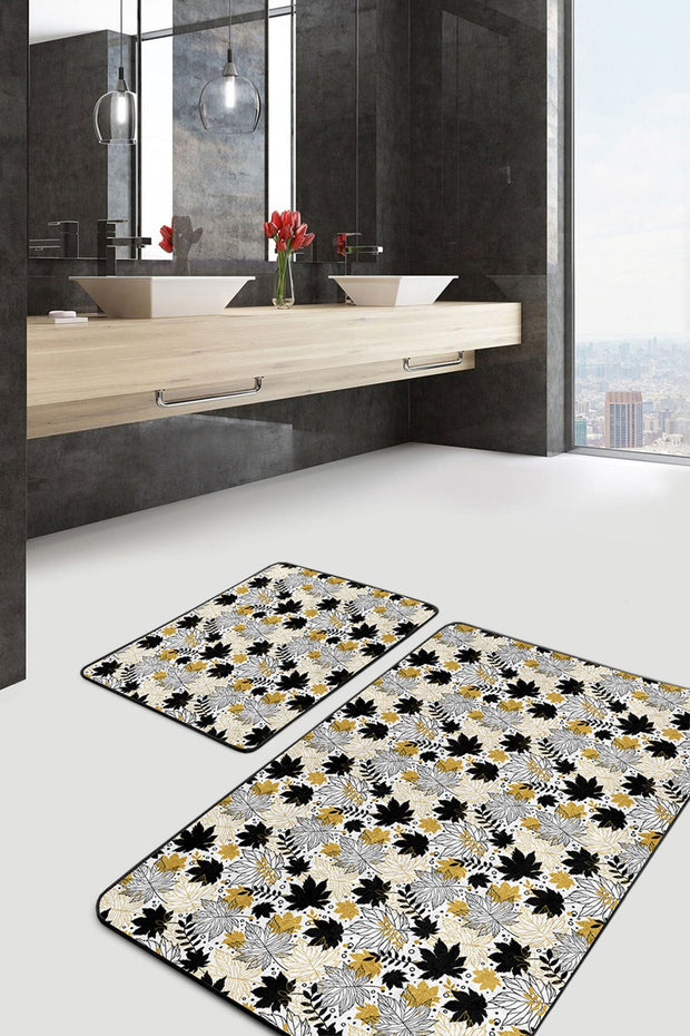 Set di 2 Tappetini da bagno antiscivolo Cansu BPS237 Rectangle Multicolore, 100 x 60 cm / 60 x 50 cm (1)
