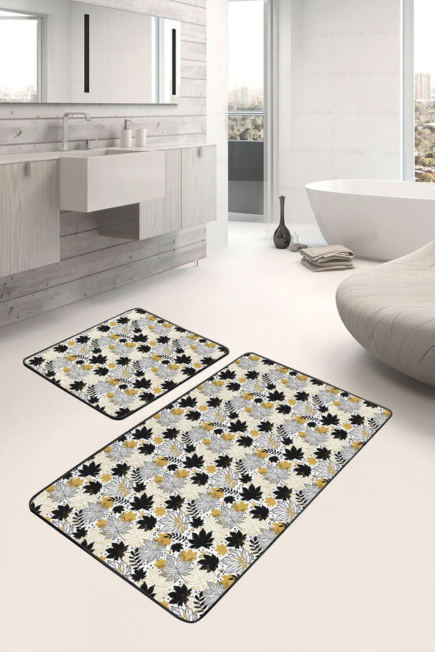 Set di 2 Tappetini da bagno antiscivolo Cansu BPS237 Rectangle Multicolore, 100 x 60 cm / 60 x 50 cm (2)