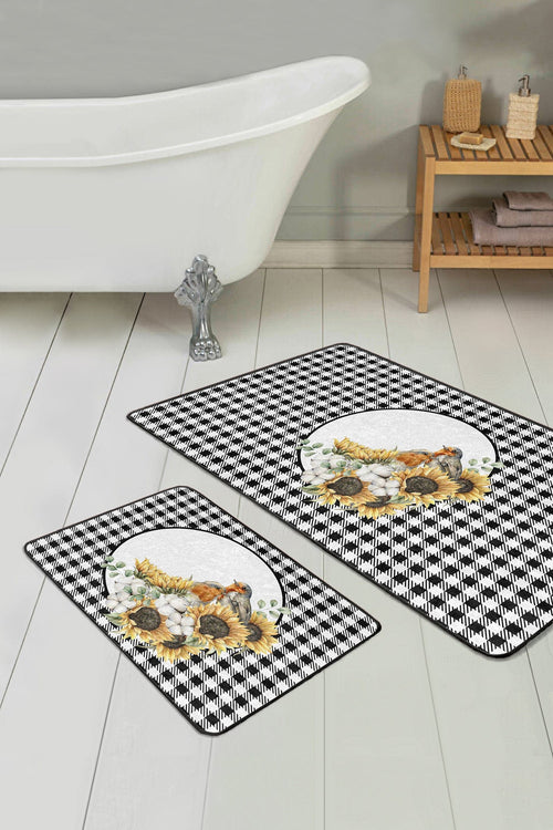 Set di 2 Tappetini da bagno antiscivolo Caria BPS394 Rectangle Multicolore, 100 x 60 cm / 60 x 50 cm (1)
