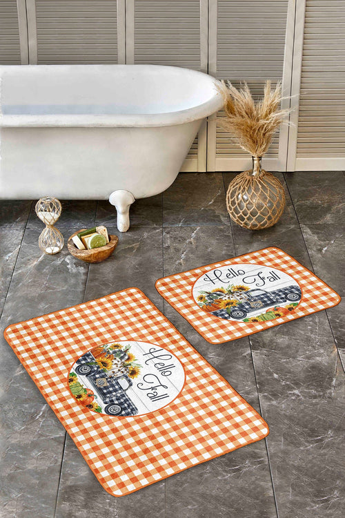 Set di 2 Tappetini da bagno antiscivolo Caria BPS395 Rectangle Multicolore, 100 x 60 cm / 60 x 50 cm