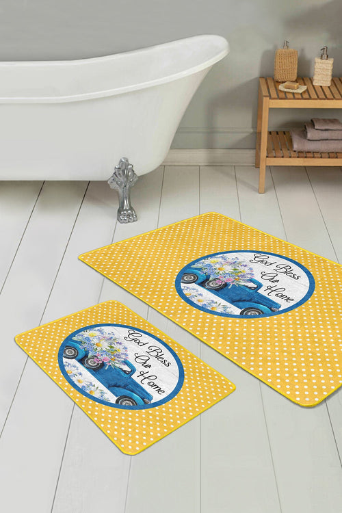 Set di 2 Tappetini da bagno antiscivolo Caria BPS396 Rectangle Multicolore, 100 x 60 cm / 60 x 50 cm
