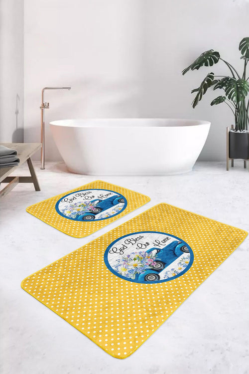 Set di 2 Tappetini da bagno antiscivolo Caria BPS396 Rectangle Multicolore, 100 x 60 cm / 60 x 50 cm (1)