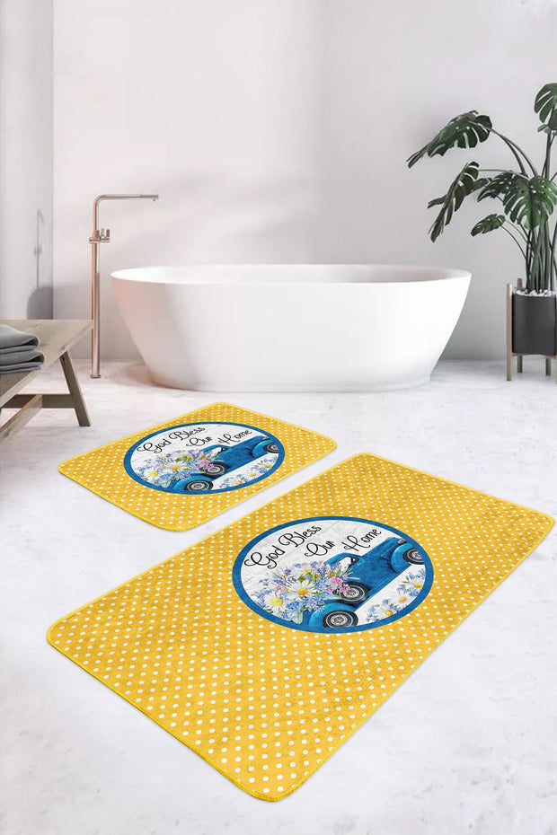 Set di 2 Tappetini da bagno antiscivolo Caria BPS396 Rectangle Multicolore, 100 x 60 cm / 60 x 50 cm (1)
