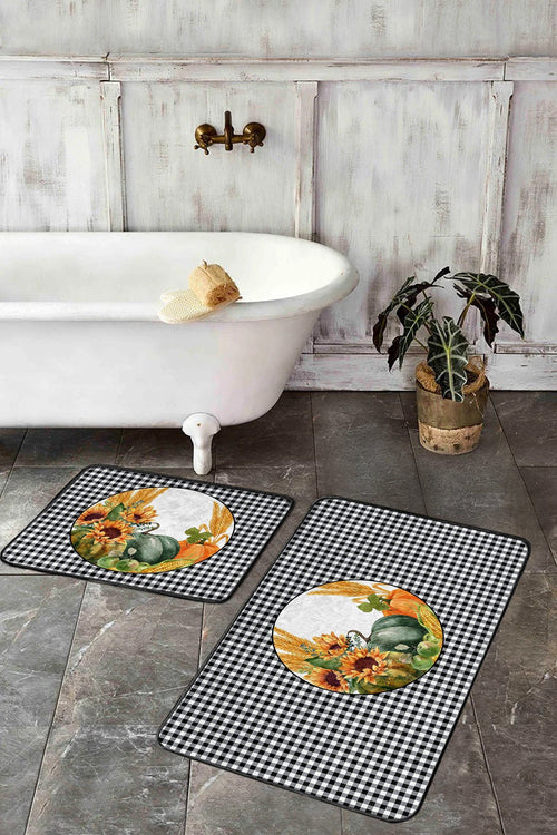 Set di 2 Tappetini da bagno antiscivolo Caria BPS397 Rectangle Multicolore, 100 x 60 cm / 60 x 50 cm