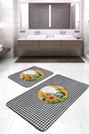 Set di 2 Tappetini da bagno antiscivolo Caria BPS397 Rectangle Multicolore, 100 x 60 cm / 60 x 50 cm (1)