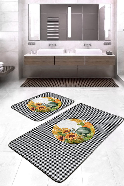 Set di 2 Tappetini da bagno antiscivolo Caria BPS397 Rectangle Multicolore, 100 x 60 cm / 60 x 50 cm (1)