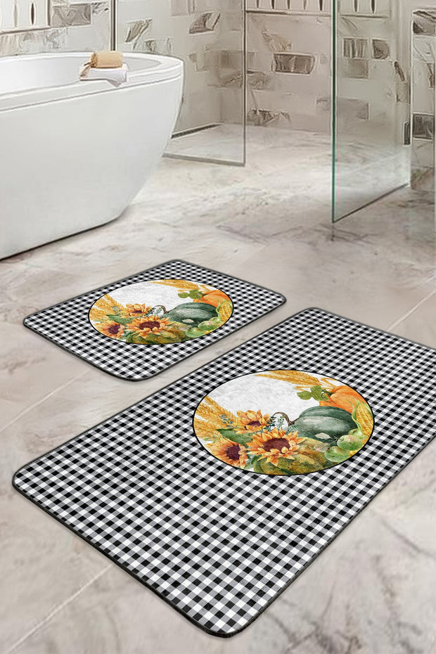 Set di 2 Tappetini da bagno antiscivolo Caria BPS397 Rectangle Multicolore, 100 x 60 cm / 60 x 50 cm (2)