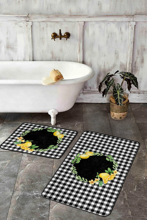 Set di 2 Tappetini da bagno antiscivolo Caria BPS398 Rectangle Multicolore, 100 x 60 cm / 60 x 50 cm