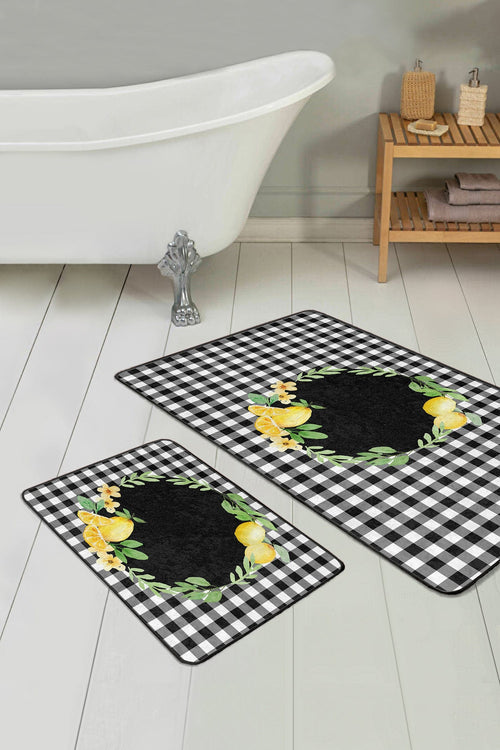 Set di 2 Tappetini da bagno antiscivolo Caria BPS398 Rectangle Multicolore, 100 x 60 cm / 60 x 50 cm (1)