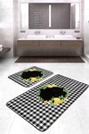 Set di 2 Tappetini da bagno antiscivolo Caria BPS398 Rectangle Multicolore, 100 x 60 cm / 60 x 50 cm (2)