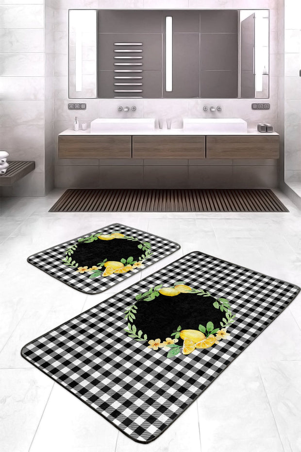 Set di 2 Tappetini da bagno antiscivolo Caria BPS398 Rectangle Multicolore, 100 x 60 cm / 60 x 50 cm (2)