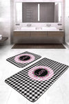 Set di 2 Tappetini da bagno antiscivolo Caria BPS401 Rectangle Multicolore, 100 x 60 cm / 60 x 50 cm