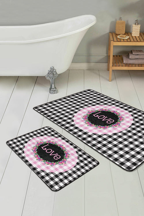 Set di 2 Tappetini da bagno antiscivolo Caria BPS401 Rectangle Multicolore, 100 x 60 cm / 60 x 50 cm (1)