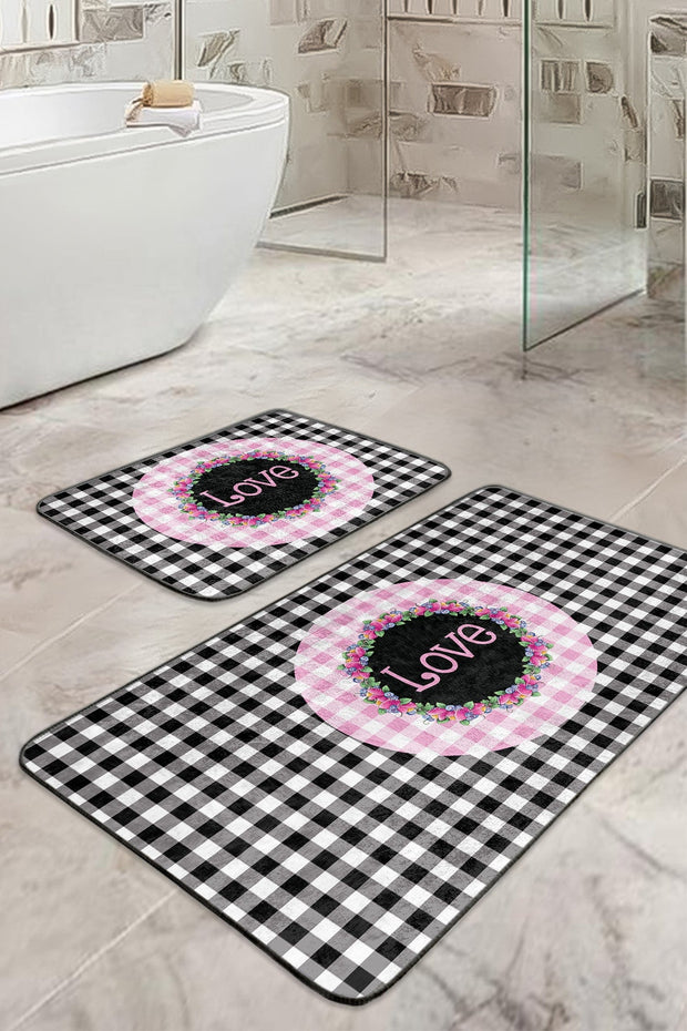 Set di 2 Tappetini da bagno antiscivolo Caria BPS401 Rectangle Multicolore, 100 x 60 cm / 60 x 50 cm (2)