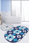 Set di 2 Tappetini da bagno antiscivolo Cemre BPS619 Oval Multicolore, 100 x 60 cm / 60 x 50 cm (1)