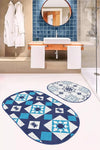 Set di 2 Tappetini da bagno antiscivolo Cemre BPS619 Oval Multicolore, 100 x 60 cm / 60 x 50 cm (2)
