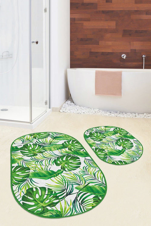 Set di 2 Tappetini da bagno antiscivolo Cemre BPS620 Oval Multicolore, 100 x 60 cm / 60 x 50 cm (1)