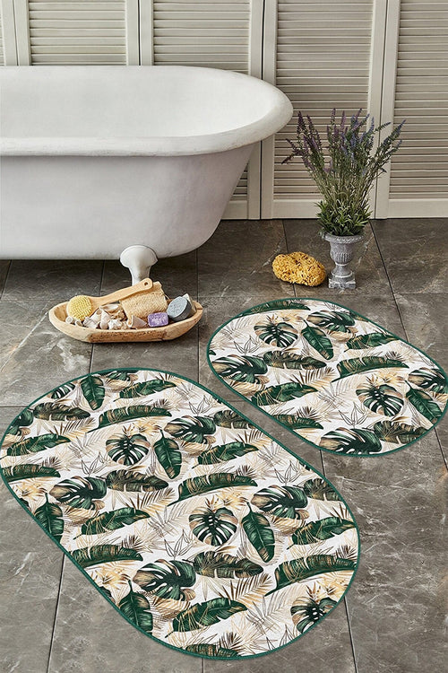 Set di 2 Tappetini da bagno antiscivolo Ceren BPS603 Oval Multicolore, 100 x 60 cm / 60 x 50 cm (1)