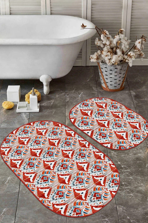 Set di 2 Tappetini da bagno antiscivolo Ceren BPS604 Oval Multicolore, 100 x 60 cm / 60 x 50 cm