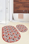 Set di 2 Tappetini da bagno antiscivolo Ceren BPS604 Oval Multicolore, 100 x 60 cm / 60 x 50 cm (2)
