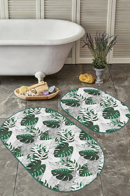 Set di 2 Tappetini da bagno antiscivolo Ceren BPS606 Oval Multicolore, 100 x 60 cm / 60 x 50 cm