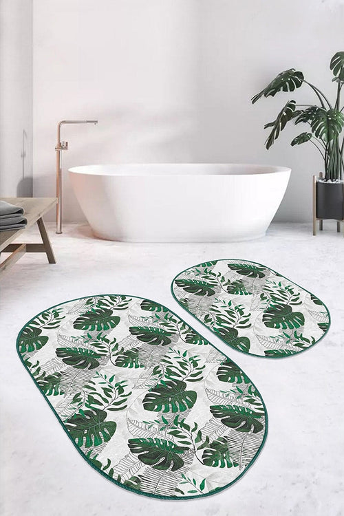 Set di 2 Tappetini da bagno antiscivolo Ceren BPS606 Oval Multicolore, 100 x 60 cm / 60 x 50 cm (1)